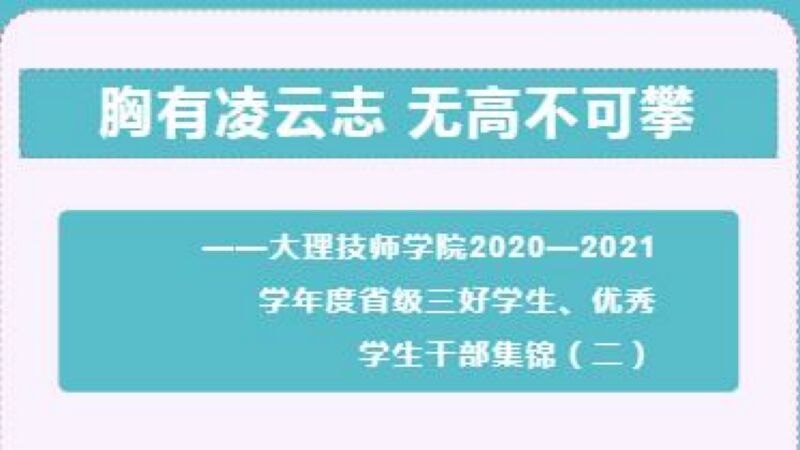 胸有凌云志 无高不可攀——大理技师学院2020—2021学年度省级三好学生、优秀学生干部集锦（二）